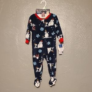 Peanuts Snowman Footie Pajama - Navy and Red NWT 18 Months